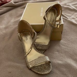 Michael kors gold and glittery heels